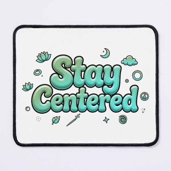 Item preview, Stay Centered Sage Green Mint Aqua Lotus Incense Zen Retro Quote designed and sold by AuraVibesArts .