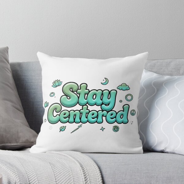 Item preview, Stay Centered Sage Green Mint Aqua Lotus Incense Zen Retro Quote designed and sold by AuraVibesArts .