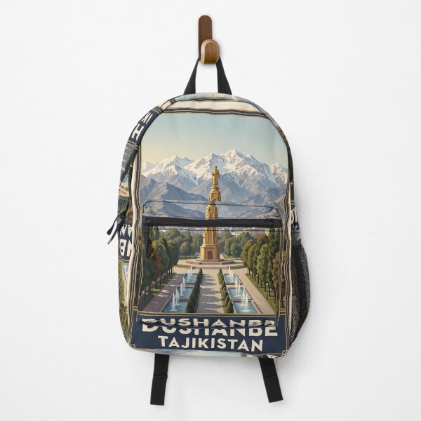 Item preview, Dushanbe Tajikistan Vintage Travel Art – Rudaki Monument & Hissar Mountains designed and sold by Bomax121.