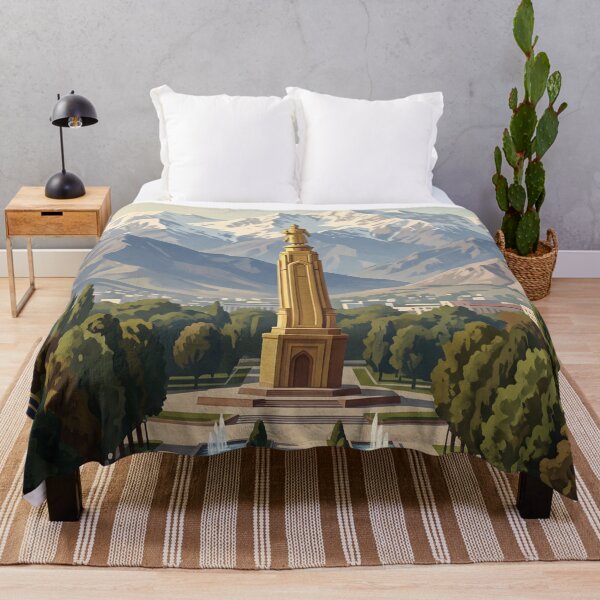 Item preview, Dushanbe Tajikistan Vintage Travel Art – Rudaki Monument & Hissar Mountains designed and sold by Bomax121.