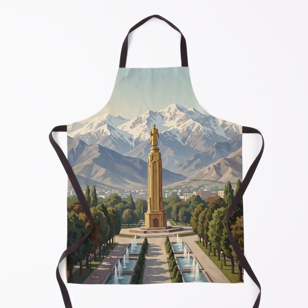 Item preview, Dushanbe Tajikistan Vintage Travel Art – Rudaki Monument & Hissar Mountains designed and sold by Bomax121.