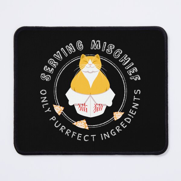 Item preview, Serving Mischief ~ Only Purrfect Ingredients - Chubby cat in chinese food delivery box designed and sold by Scolliecat.