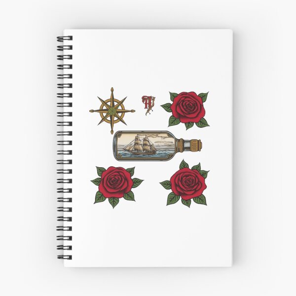 Item preview, Old School Traditional Tattoo Ship In A Bottle Roses designed and sold by ByKayaPrints.