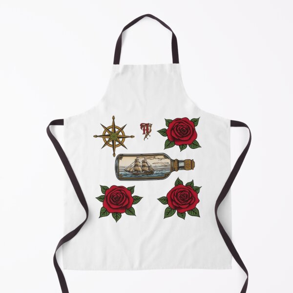 Item preview, Old School Traditional Tattoo Ship In A Bottle Roses designed and sold by ByKayaPrints.