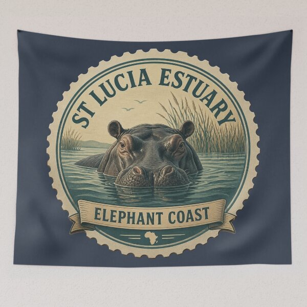 Item preview, St Lucia Estuary Travel Badge – Elephant Coast Hippo designed and sold by The Digital Compass.