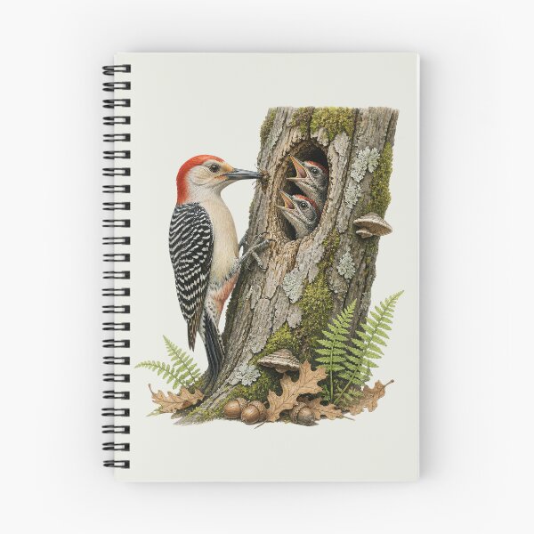 Item preview, Red-bellied Woodpecker Feeding Nestlings Nature Study designed and sold by BloomStudio1.