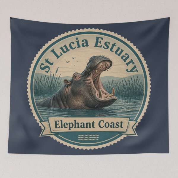 Item preview, St Lucia Estuary Travel Badge –  Hippo designed and sold by The Digital Compass.