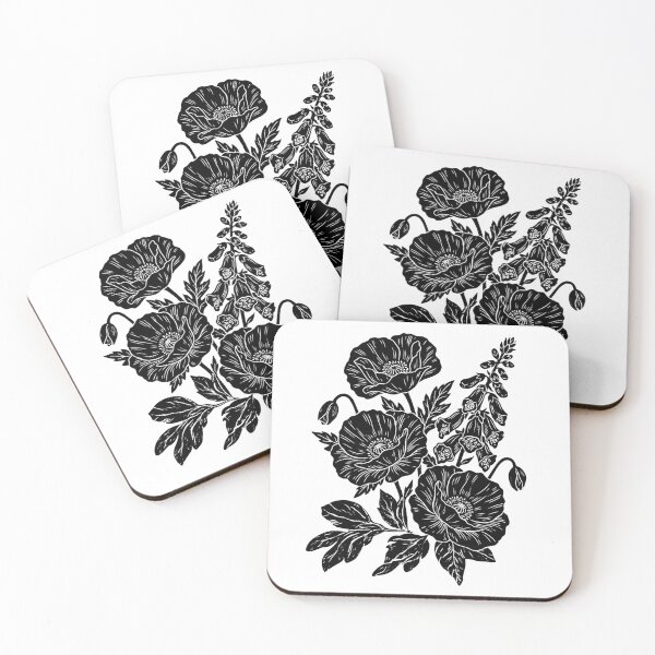 Item preview, Vintage Botanical Poppy & Foxglove Floral Illustration designed and sold by GaflariDesign.