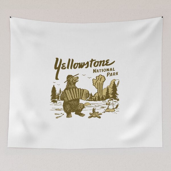 Item preview, Yellowstone National Park Bear Playing Accordion Vintage Camping Nature T-Shirt designed and sold by Gbriel3.
