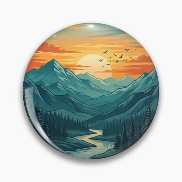 Item preview, Vibrant Blue Mountain Sunset River Landscape designed and sold by Herodestroyer.