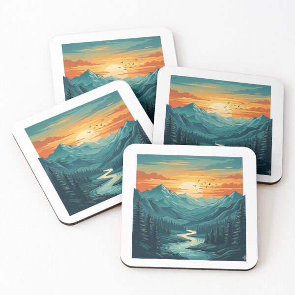 Item preview, Vibrant Blue Mountain Sunset River Landscape designed and sold by Herodestroyer.