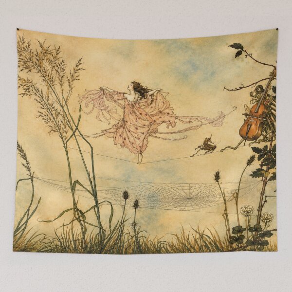 Item preview, Fairy Wall Art – Art Nouveau Fairy's Tightrope Print for Whimsical Cottage Decor designed and sold by RickE.