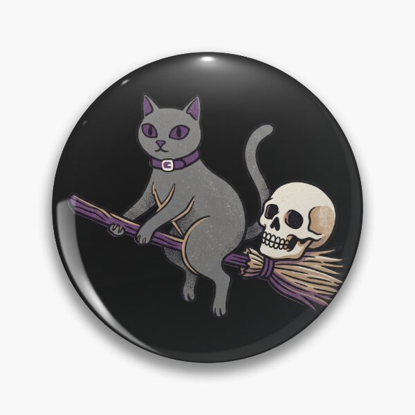 Item preview, Grey Cat, Broomstick, and Skull Halloween designed and sold by MewSpooky.