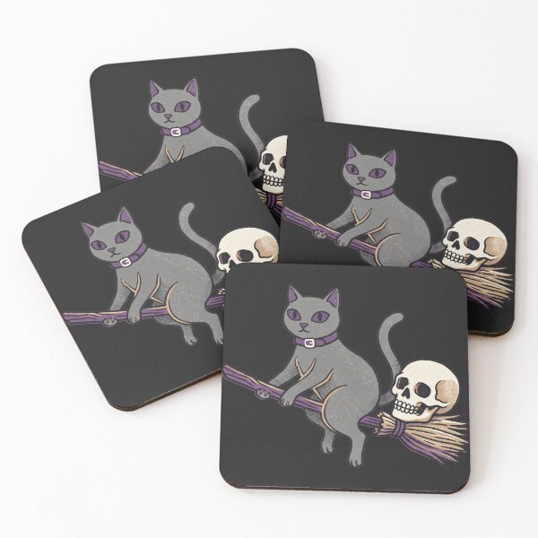 Item preview, Grey Cat, Broomstick, and Skull Halloween designed and sold by MewSpooky.
