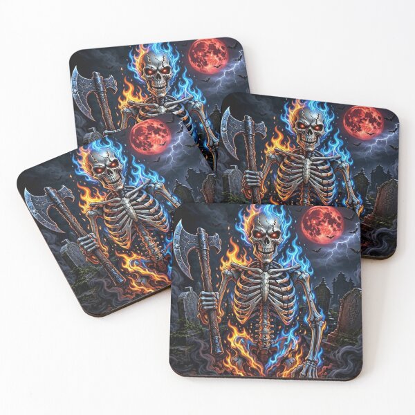 Item preview, Flaming Hell Skeleton Halloween T-Shirt designed and sold by WordWearTees.