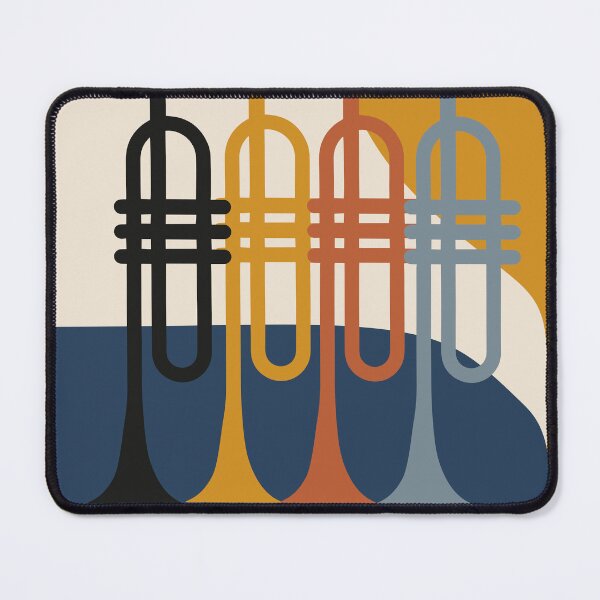 Item preview, Minimalist Trumpet Quartet Print | Mid-Century Modern Brass Instrument Wall Art | Abstract Jazz Music Illustration designed and sold by Studio pod Burom.