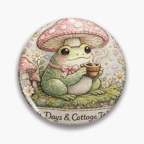 Artikelvorschau, Sipping Softly Embroidered Frog & Toadstool entworfen und verkauft von zdzdesigner.