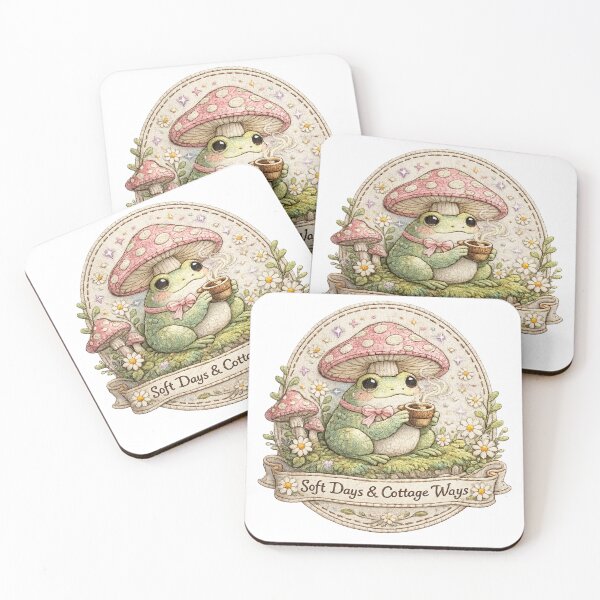 Item preview, Sipping Softly Embroidered Frog & Toadstool designed and sold by zdzdesigner.