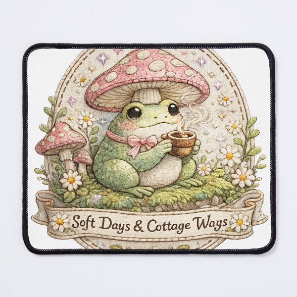 Item preview, Sipping Softly Embroidered Frog & Toadstool designed and sold by zdzdesigner.