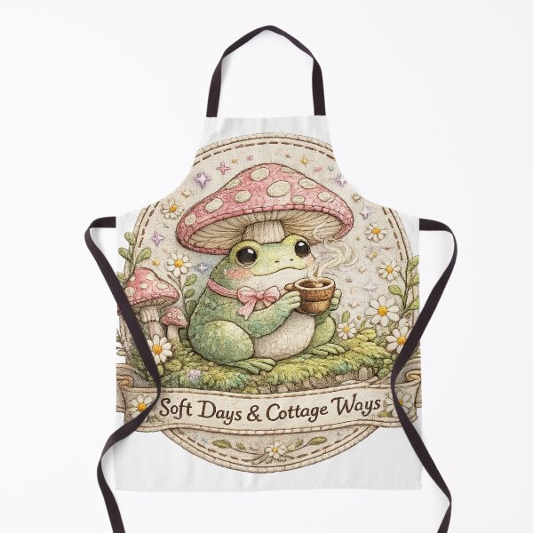 Item preview, Sipping Softly Embroidered Frog & Toadstool designed and sold by zdzdesigner.