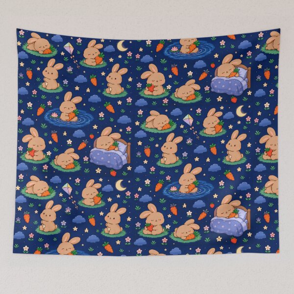 Item preview, Cute Kawaii Sleeping Bunny Bedtime Stories Seamless Pattern designed and sold by yosefabutair.