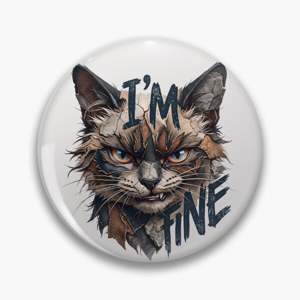 Item preview, I'm Fine, Angry Cat, Patchwork, Streetwear designed and sold by QuirkySpark.