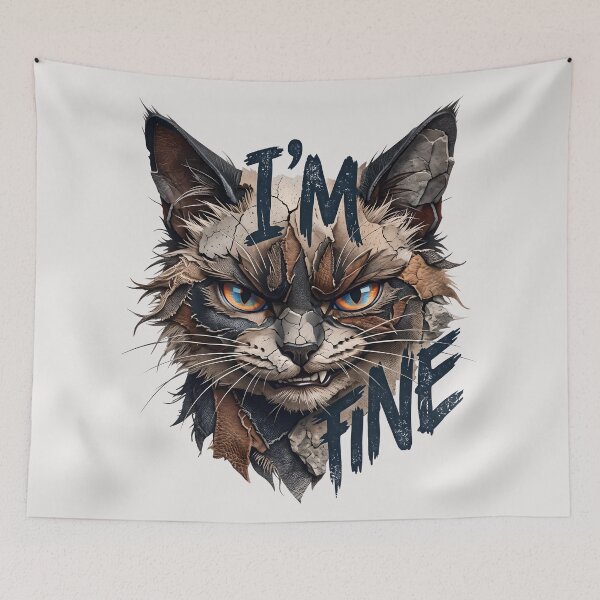 Item preview, I'm Fine, Angry Cat, Patchwork, Streetwear designed and sold by QuirkySpark.