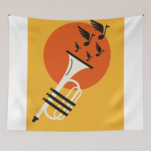 Item preview, Minimalist Trumpet Music Print | Modern Brass Instrument Wall Art | Jazz Music Illustration | Abstract Musical Notes Decor | Contemporary Music Poster designed and sold by Studio pod Burom.