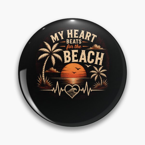 Item preview, My Heart Beats For The Beach – Sunset Palm Tree Ocean Lover Design designed and sold by PosiMCreations.