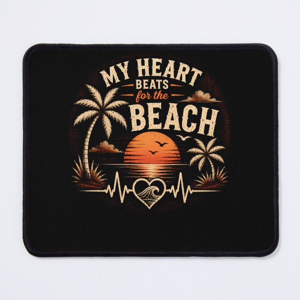 Item preview, My Heart Beats For The Beach – Sunset Palm Tree Ocean Lover Design designed and sold by PosiMCreations.