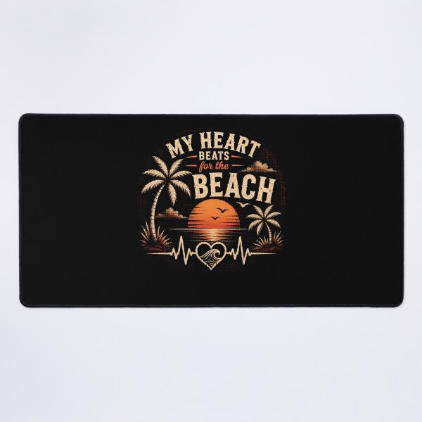 Item preview, My Heart Beats For The Beach – Sunset Palm Tree Ocean Lover Design designed and sold by PosiMCreations.