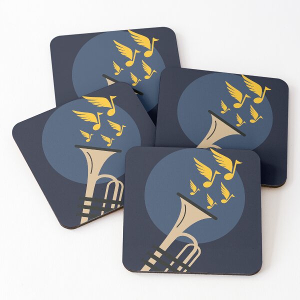 Item preview, Minimalist Trumpet Wall Art | Modern Jazz Music Illustration | Brass Instrument Print | Flying Musical Notes Poster designed and sold by Studio pod Burom.