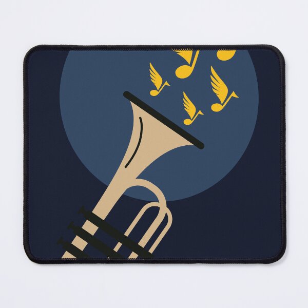 Item preview, Minimalist Trumpet Wall Art | Modern Jazz Music Illustration | Brass Instrument Print | Flying Musical Notes Poster designed and sold by Studio pod Burom.