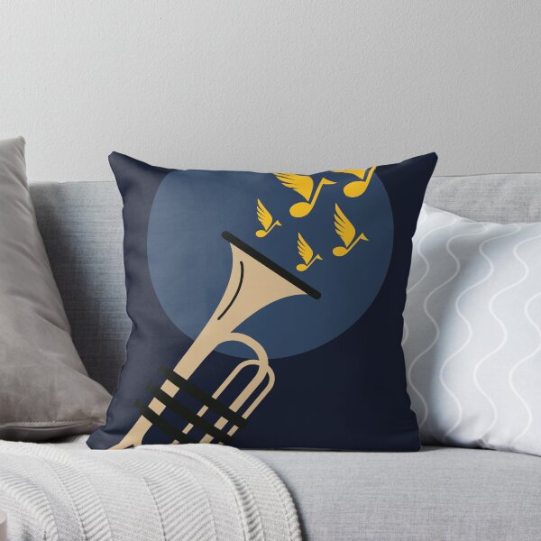 Item preview, Minimalist Trumpet Wall Art | Modern Jazz Music Illustration | Brass Instrument Print | Flying Musical Notes Poster designed and sold by Studio pod Burom.