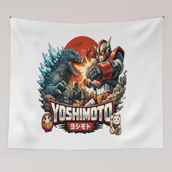 Item preview, Yoshimoto Kaiju vs Mecha Warrior Retro Japanese Anime Vintage designed and sold by CatLovers Studio.