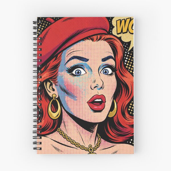 Item preview, WOW! Pop Art Redhead Girl in Red Beret | 60s Comic Surprised Woman designed and sold by MAISON SYLVIE.