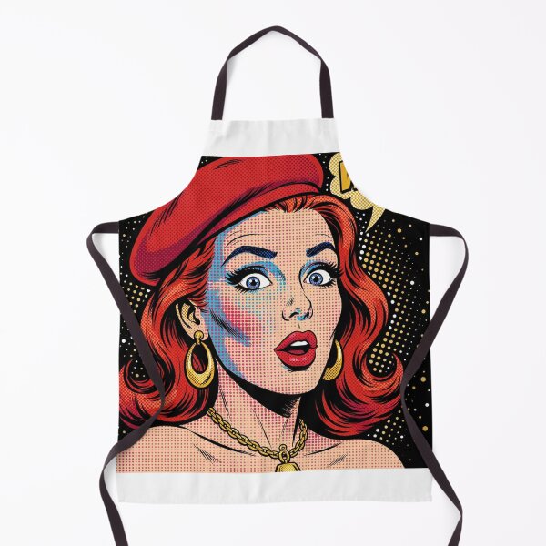 Item preview, WOW! Pop Art Redhead Girl in Red Beret | 60s Comic Surprised Woman designed and sold by MAISON SYLVIE.