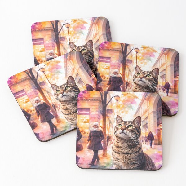 Item preview, Cat in Vibrant City Street designed and sold by cuprum.