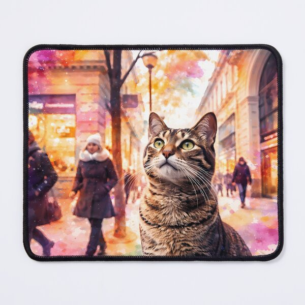 Item preview, Cat in Vibrant City Street designed and sold by cuprum.