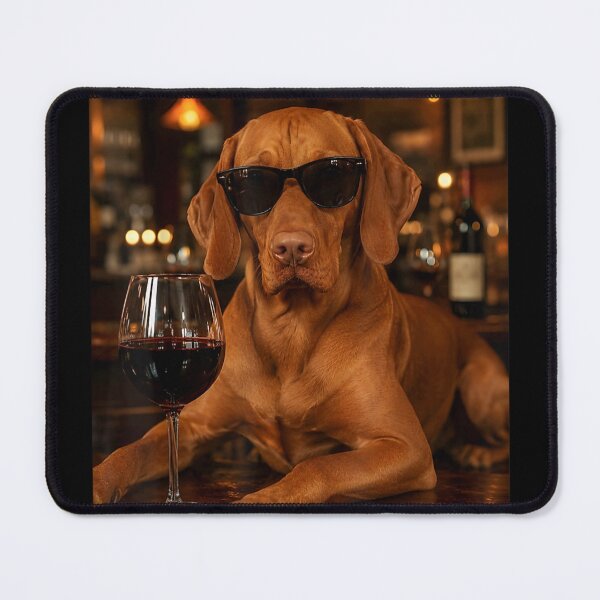 Item preview, Cool Vizsla Dog Wearing Sunglasses Drinking Red Wine Bar Aesthetic Vintage designed and sold by LakenDraphil.