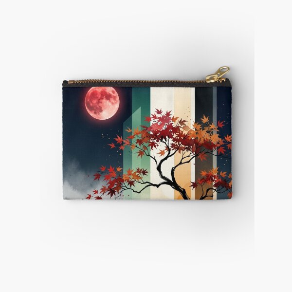 Item preview, Japanese Autumn Maple Tree Red Moon Pagoda Landscape Graphic designed and sold by PACS0011.