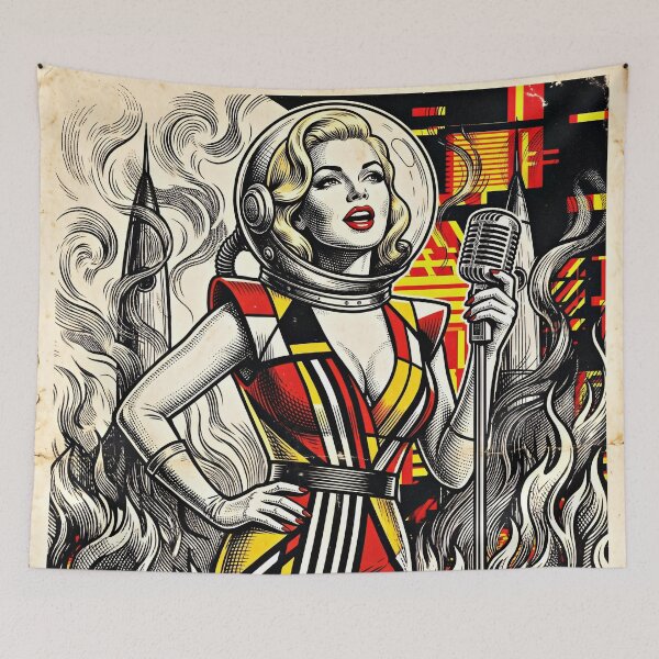 Item preview, GALACTIC DIVA Echoes of Tomorrow Retro Sci Fi Vintage Space Poster designed and sold by RAMIX-Y2K.
