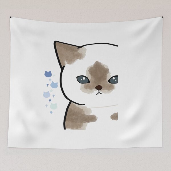 Item preview, Peeking Cute Siamease Cat Illustration designed and sold by KANAH FORYED.