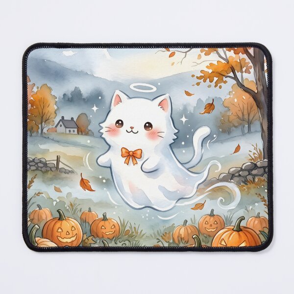 Item preview, Pumpkin Ghost Cat – Cute Halloween Spirit - Kawaii Neko designed and sold by CuteKats.