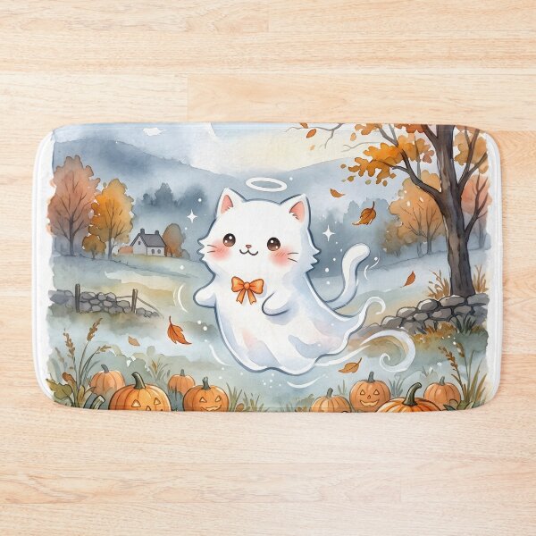 Item preview, Pumpkin Ghost Cat – Cute Halloween Spirit - Kawaii Neko designed and sold by CuteKats.