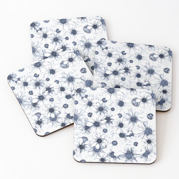 Item preview, Vintage Botanical Navy Blue Floral Sketch Aesthetic Pattern designed and sold by Elżbieta  Kaps.