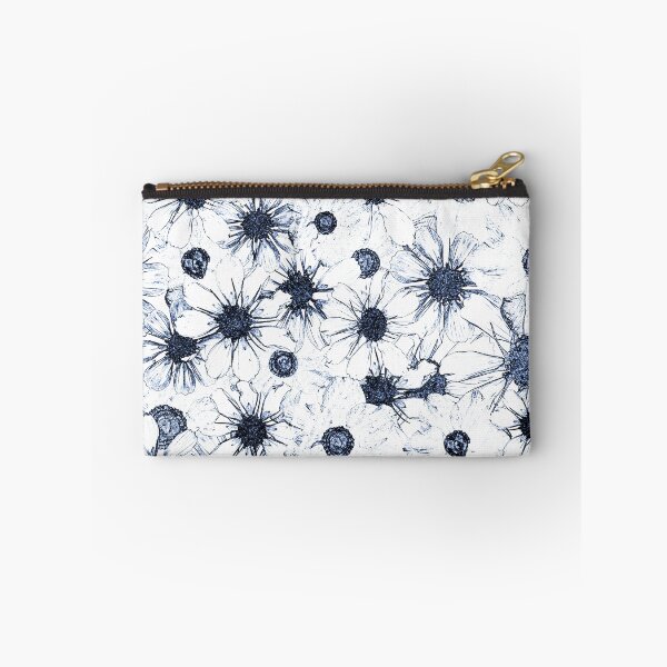 Item preview, Vintage Botanical Navy Blue Floral Sketch Aesthetic Pattern designed and sold by Elżbieta  Kaps.