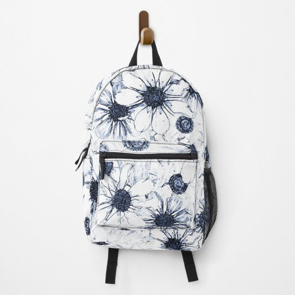 Item preview, Vintage Botanical Navy Blue Floral Sketch Aesthetic Pattern designed and sold by Elżbieta Kaps.