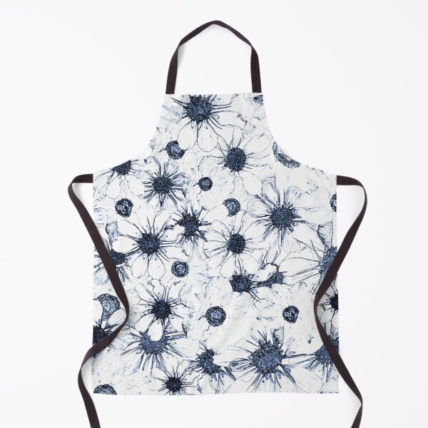 Item preview, Vintage Botanical Navy Blue Floral Sketch Aesthetic Pattern designed and sold by Elżbieta Kaps.