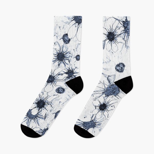 Item preview, Vintage Botanical Navy Blue Floral Sketch Aesthetic Pattern designed and sold by Elżbieta  Kaps.